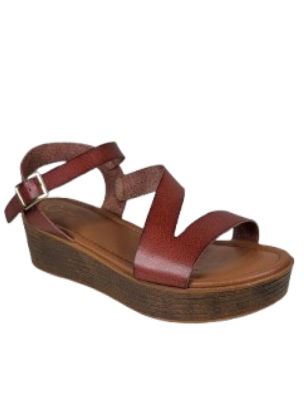 C Comfort Est. 1946 Brown Faux Leather Platform Slingback Sandals Sz 8